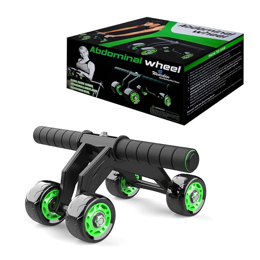 4 Wheel Abdominal Exercise Roller + Knee Support